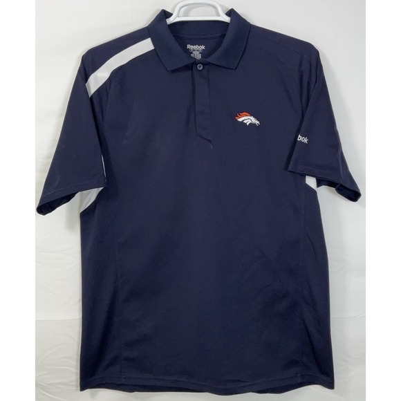 Reebok Other - Men's Reebok Play Dry NFL Denver Broncos Polo Shirt Blue‎ & White - Size Medium